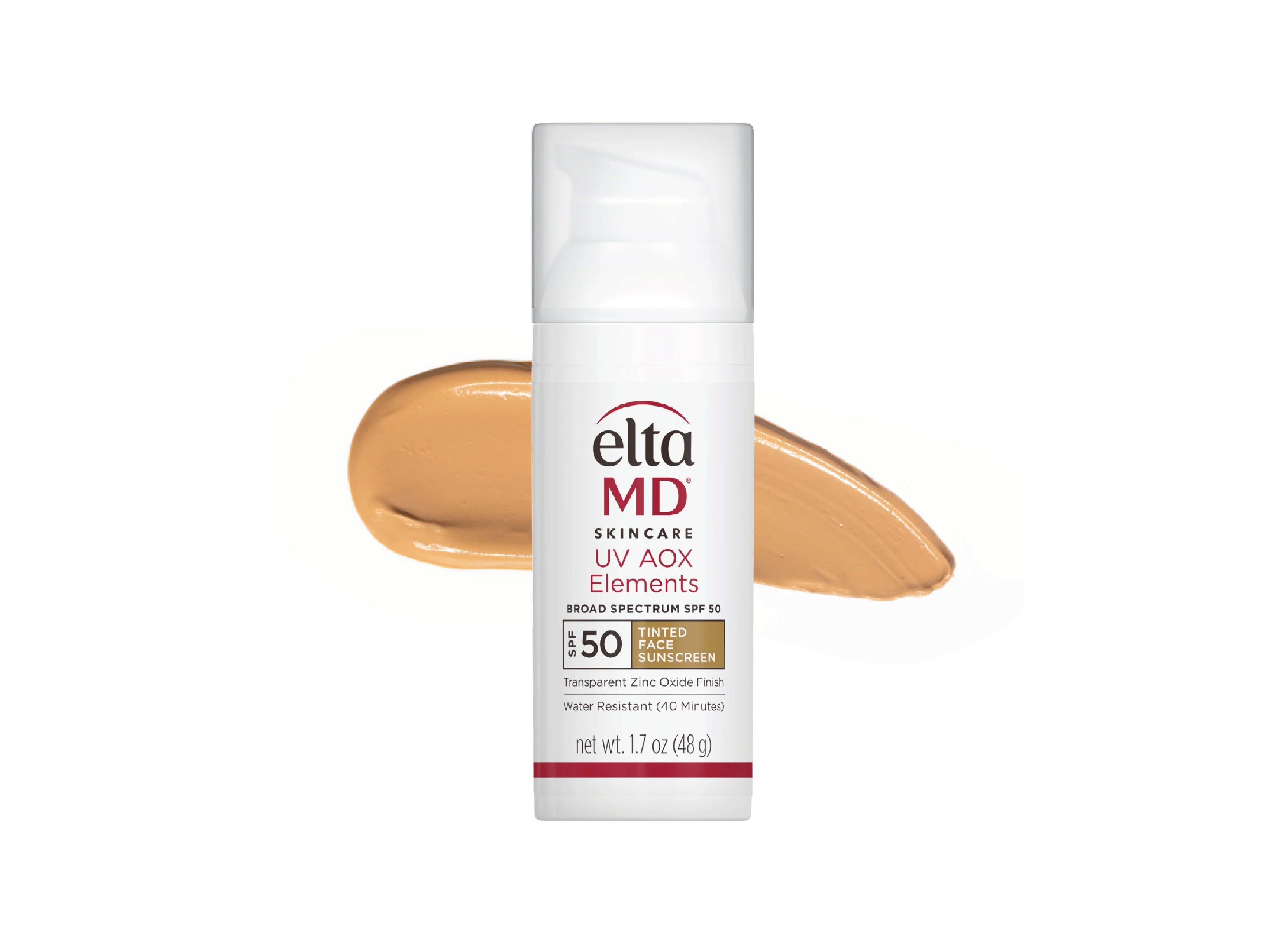 EltaMD bottle with a swatch on a white background