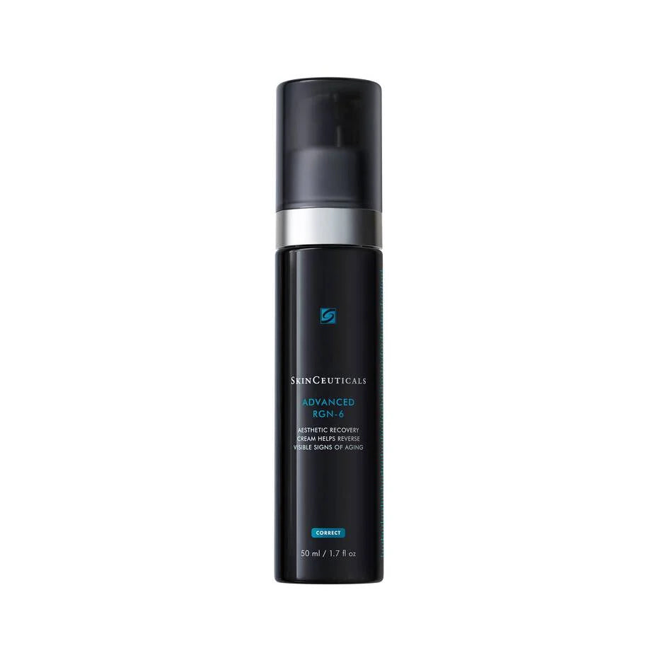 Black skincare bottle with silver cap on a white background