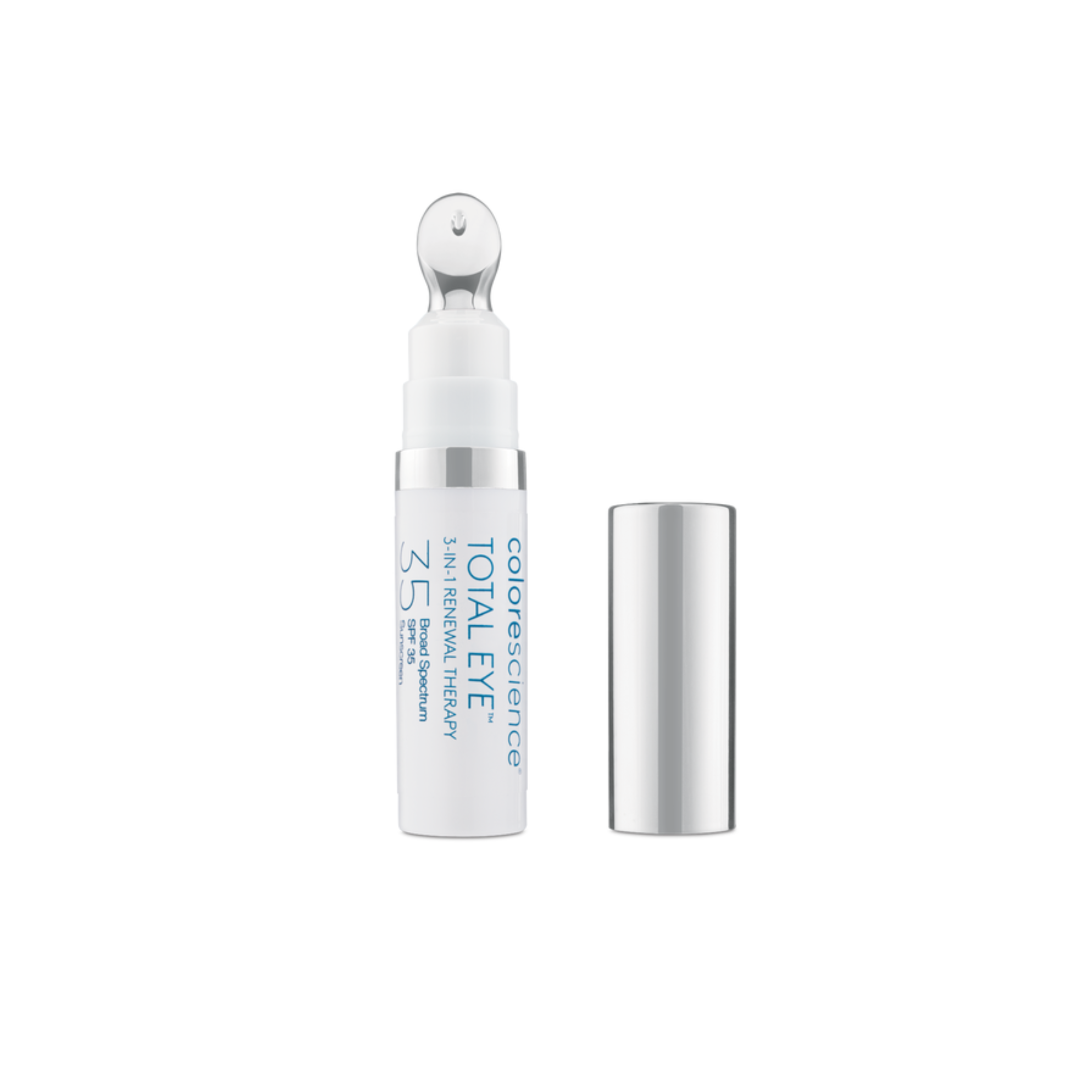 Colorescience Total Eye treatment bottle with applicator on a white background