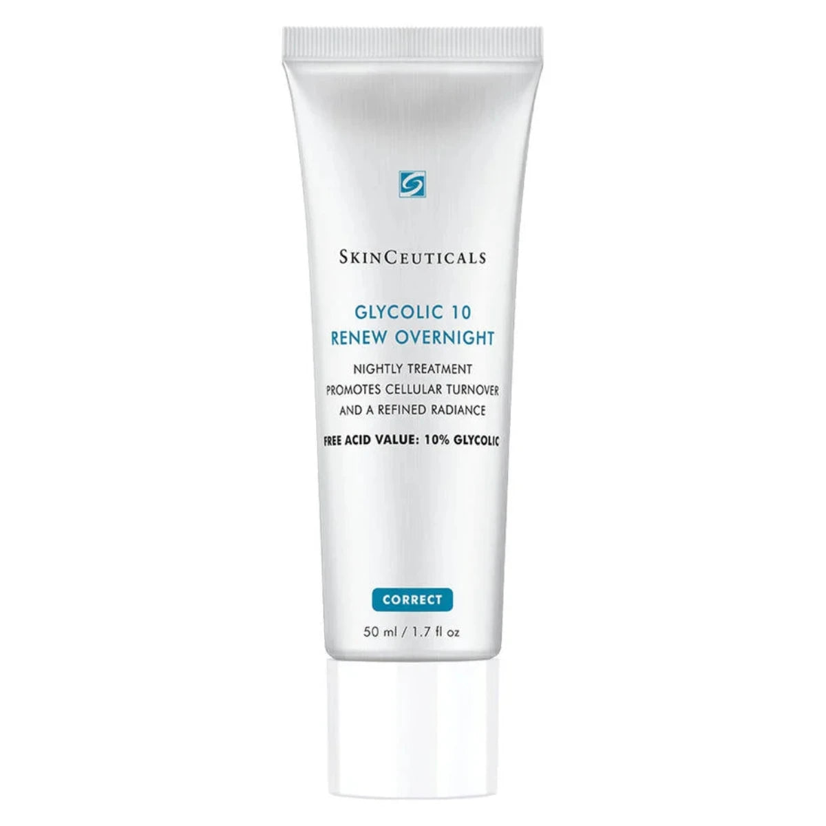 Skinceuticals Glycolic 10 Renew Overnight skincare tube on a white background