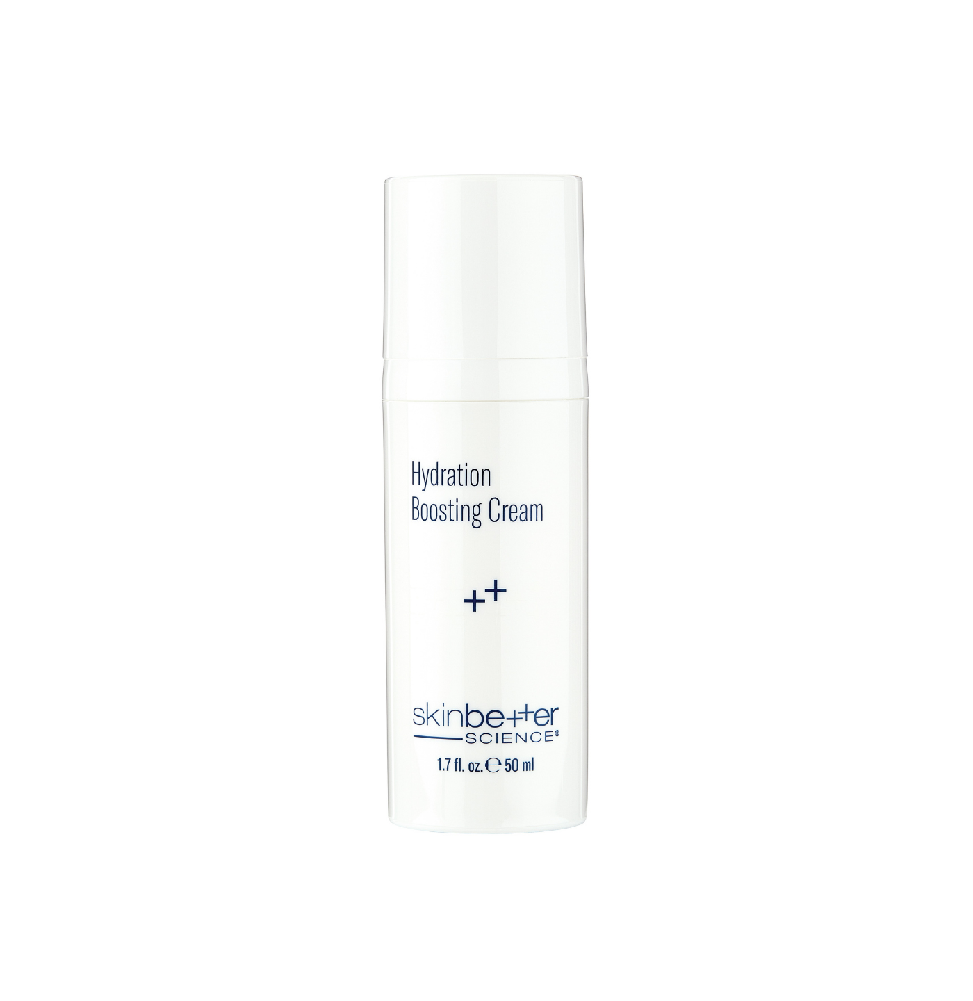 Skincare cream bottle labeled 'Hydration Boosting Cream' by 'skinbetter science' on a white background