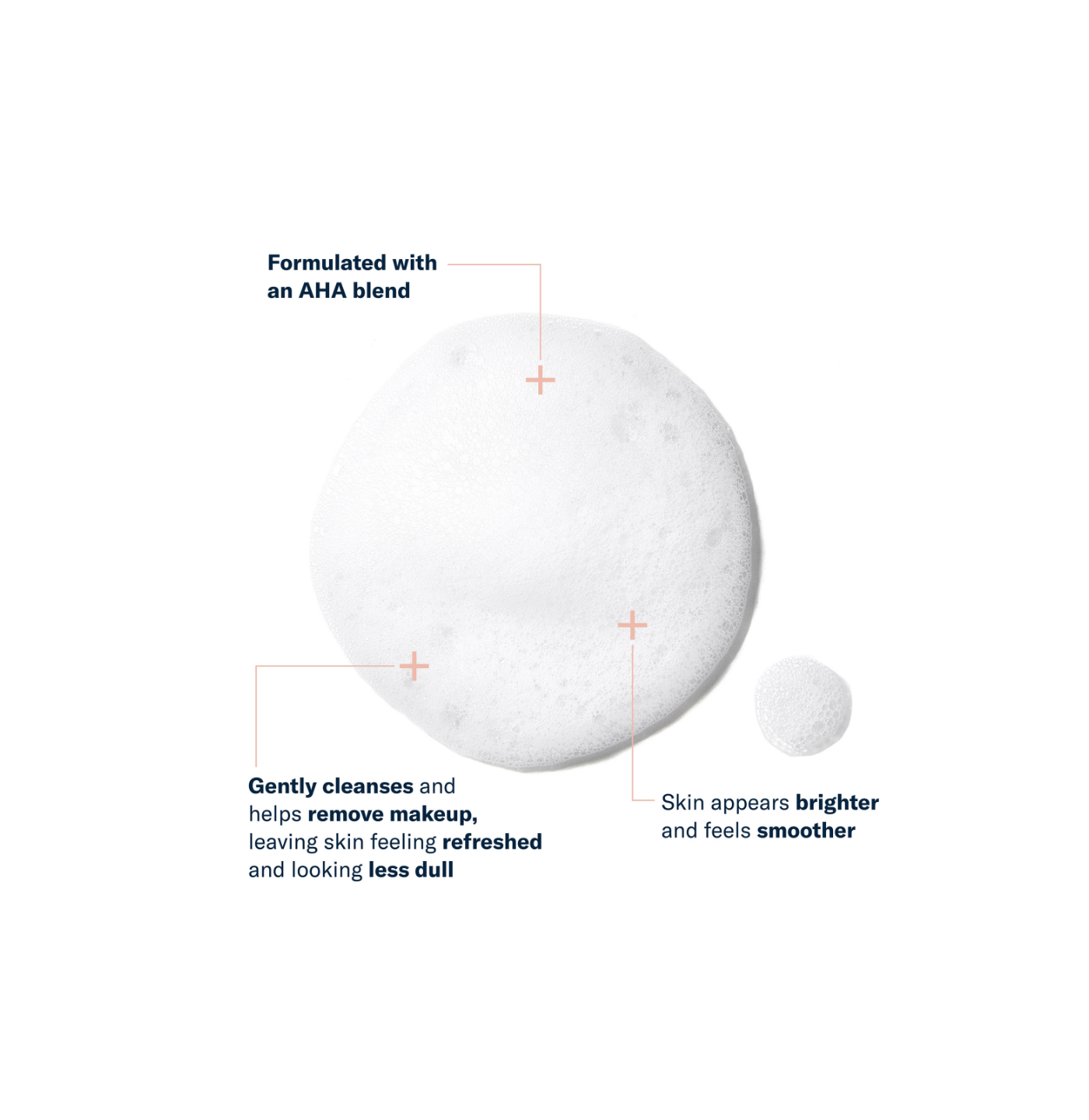 White cleansing pad with text on a white background