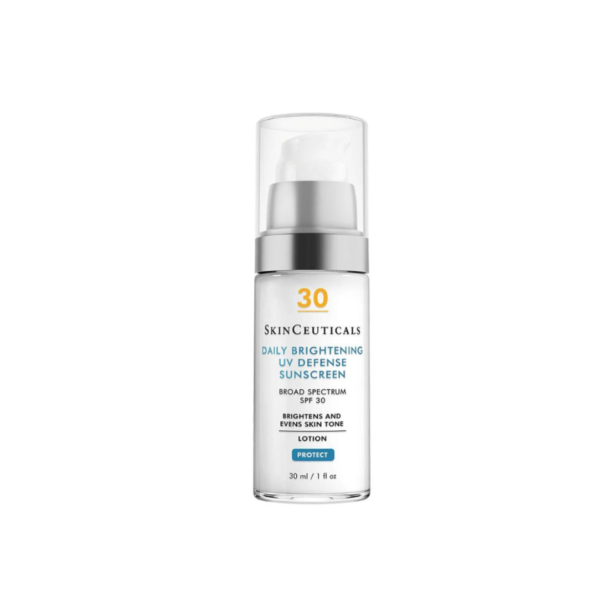 SkinCeuticals Daily Brightening UV Defense Sunscreen bottle on a white background