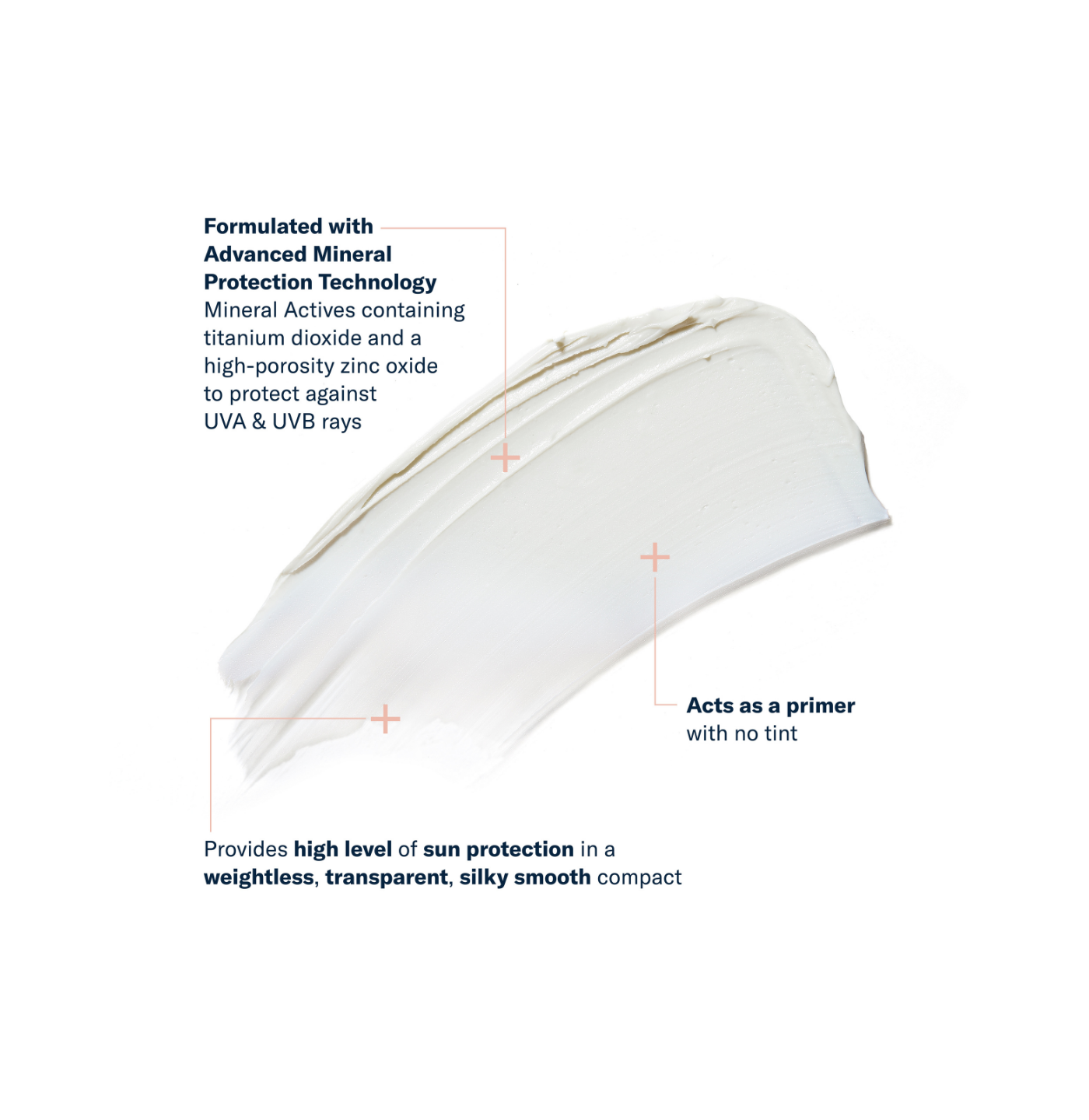 White mineral sunscreen product with text on a white background