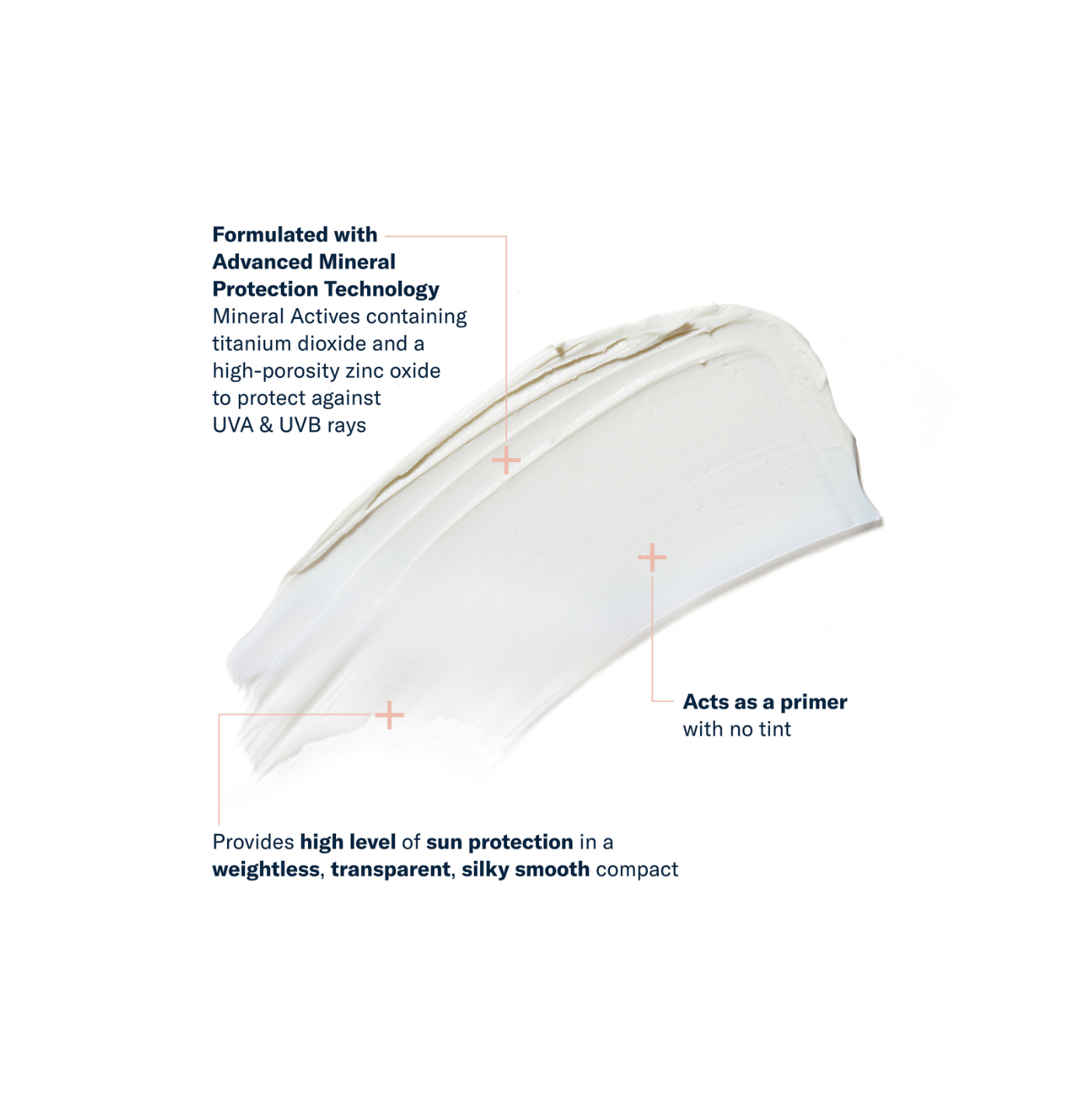 White mineral sunscreen product with text on a white background